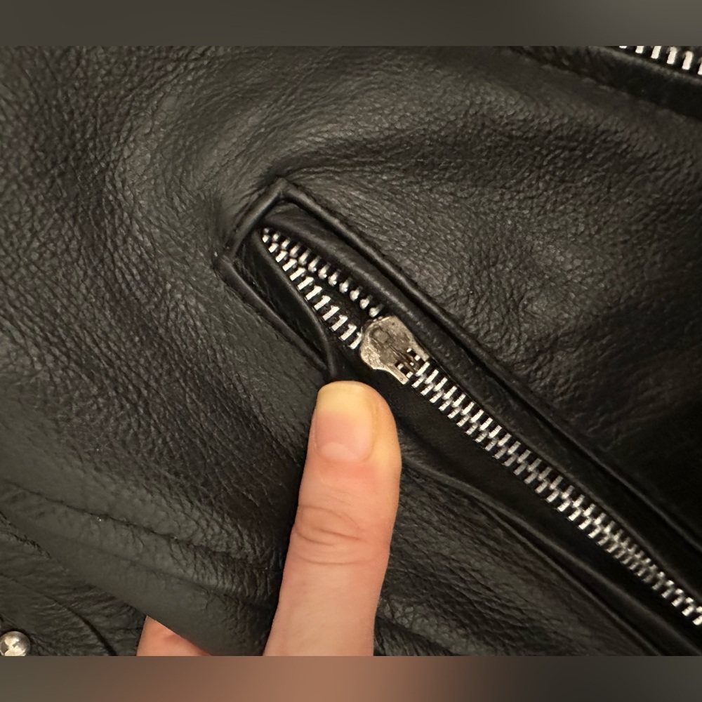 ASOS Reclaimed Vintage Black Real Leather Biker
Jacket Moto Stud ASOS H&M Zara M - Picture 11 of 16